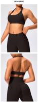 Sujetador deportivo de estilo europeo y americano con cuello halter, alta elasticidad, nylon mate, gran espalda abierta, top de yoga para mujeres - details 18
