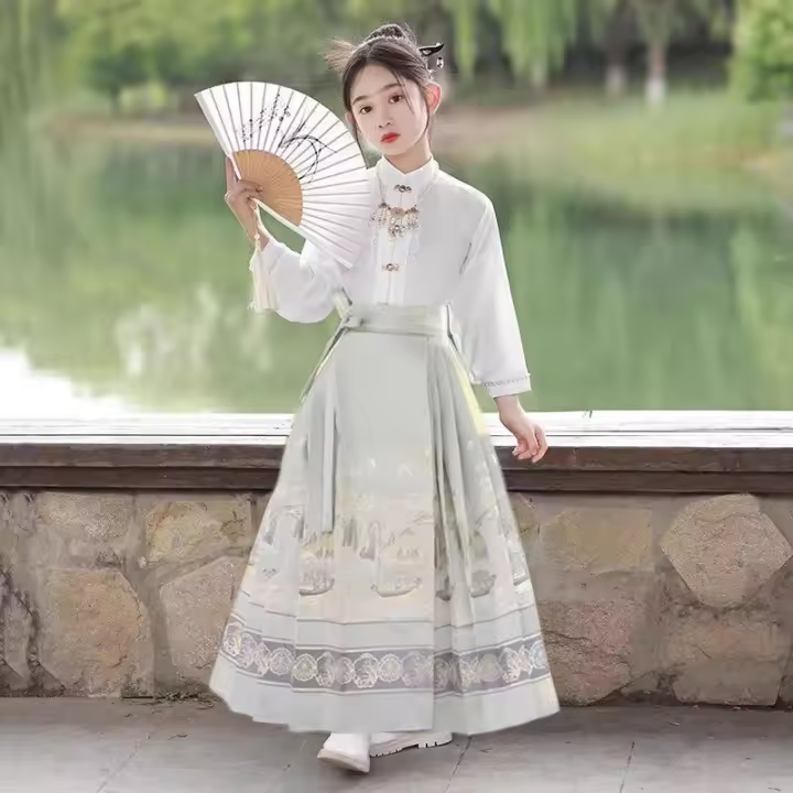 Falda de caballo de alta gama para niñas, Hanfu mejorado Ming mad, ropa fina y antigua para niños, estilo Tang, verano - 1