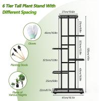 Estante de Almacenamiento para Plantas Metal Negro, Herramientas de Jardín y Guantes, 141 cm, Para Interior y Exterior, Escaleras para Plantas, para Balcón - details 46