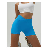 Pantalones bajos de yoga cintura cruzada elástica sin costuras para correr y andar en bicicleta - details 2