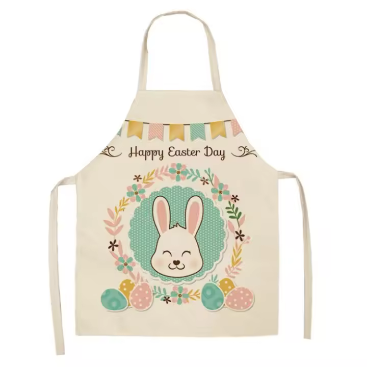 Delantal de lino con estampado Floral para adultos y niños, delantal de dibujos animados de plantas, accesorios de cocina para el hogar - 1