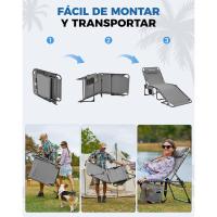 Ajustable en 5 posiciones, silla de jardín, tumbona de playa, cama de camping con almohada para - details 2