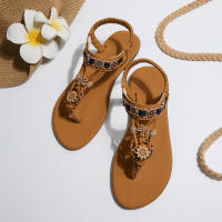 Sandalias informales transpirables planas para mujer, versátiles, a la moda, con cuentas, estilo étnico, de talla grande, novedad de verano - details 9