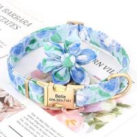 Collar nailon personalizado, collares perro impresos con placa de identificación grabada sin flores para perros pequeños, - details 6