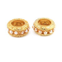 Color dorado mate, latón y perlas de imitación de plástico, espaciador de rueda, cuentas para pulsera, accesorios para hacer joyas Diy - details 21