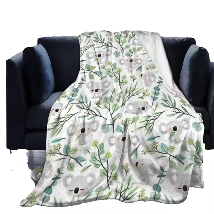 Manta de Koala y eucalipto, mantas de forro polar Súper suaves para cama, sofá, dormitorio, decoración de sala de estar, V352 - 1
