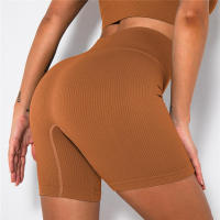 Pantalones cortos de yoga para mujer, leggings de cintura alta sin costuras para correr, entrenar, gimnasio - details 9