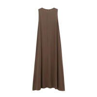BUNO-2025 Otoño/Invierno nuevas llegadas mujer Simple suelto cuello redondo chaleco sin mangas falda larga vestido Midi - details 2