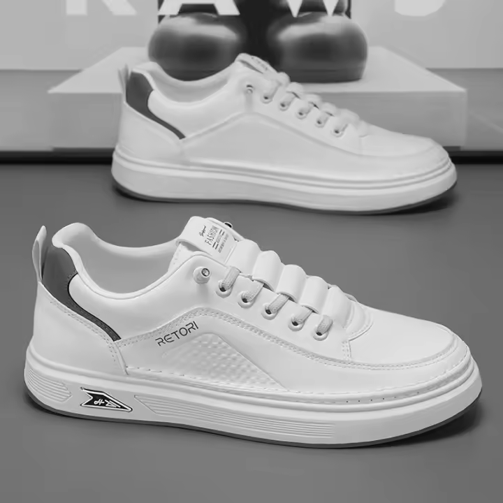 Spring Men's Shoes New Breathable White Shoes Men's Fashionable All-Match Platform Sneaker Casual Leather Shoes Board Shoes Trendy Shoes - 1