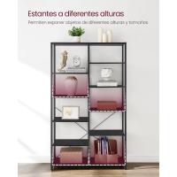 Estantería de 5 Niveles Diseño Rústico Marrón y Negro para Sala, Baño, Cocina Montaje Simple - details 10