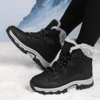 2024 nieve con botas Martin de terciopelo grueso con cordones zapatos de algodón para mujer viajes al aire libre informales grandes - details 6
