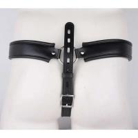 Cesta de castidad de cuero de poliuretano para hombre, ropa interior, tirantes abiertos a la cadera para gay, Tanga sexy con cerradura - details 3