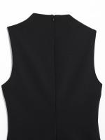 Vestidos de verano para mujer, estilo decorativo con cinturón, sin mangas, cuello redondo, color negro - details 4