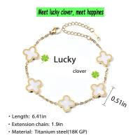 Pulsera de joyería chapada en oro para mujer, pulsera sin deslustre, pulsera de flores con dije de trébol y hoja para mujer a la moda - details 0