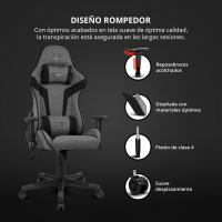 DR90 - Silla Gaming Profesional, Tejido Transpirable, reposabrazos 2D Acolchado, Base Nylon Reforzado, pistón Clase 4, cojín Lumbar y Cervical, Color Gris/Blanco - details 25