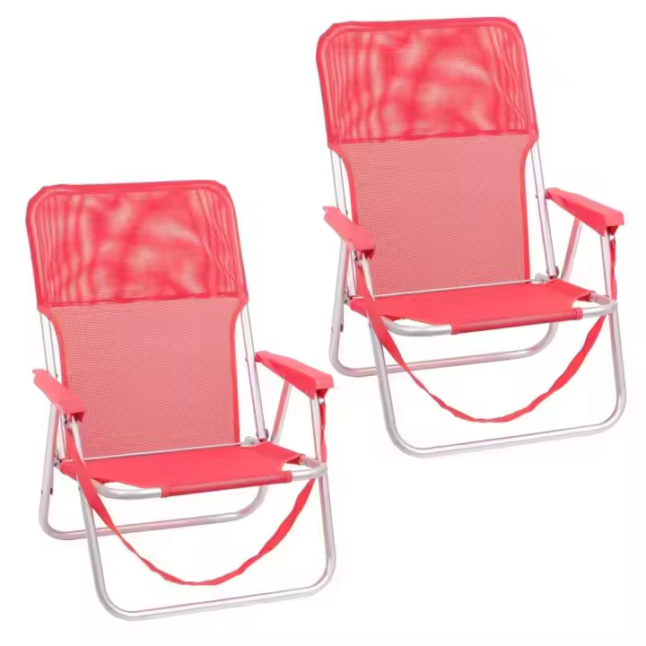 Pack de 2 sillas de playa plegables fijas con asiento bajo de aluminio y textileno lola home - 1