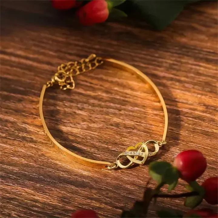 Pulseras y brazaletes de corazón eterno Vintage para mujer, pulsera con dije infinito de cristal de circón, joyería de amistad - 1