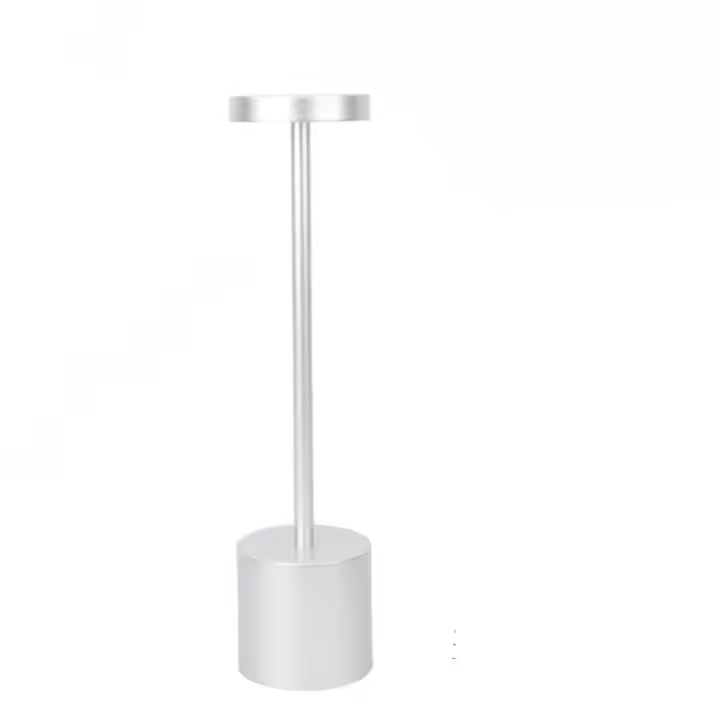 Lámpara de mesa LED para exteriores, luz de mesa inalámbrica recargable, 3 colores, atenuación continua, uso para restaurante (plateado) - 1