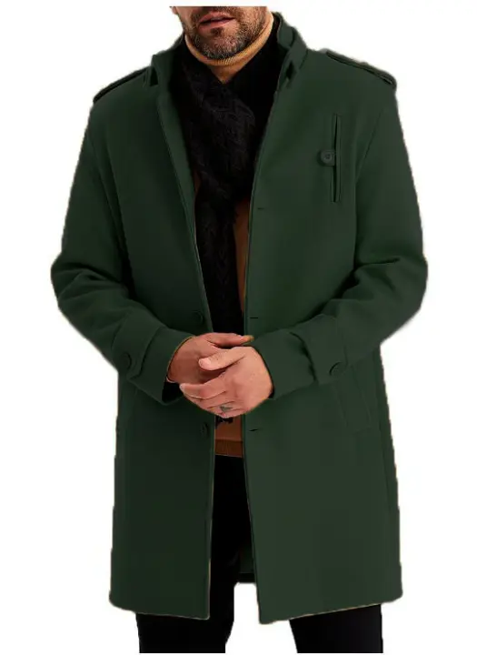Chaqueta de lana casual de moda para hombre, chaqueta larga de moda para exteriores - 1