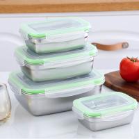 Caja Rectangular de acero inoxidable 304 para mantenimiento fresco, contenedor de almacenamiento de alimentos a prueba de fugas con tapa sellada, fiambrera para horno - details 5