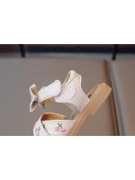 Sandalias de estilo bordado para niñas, zapatos de playa con punta abierta, informales, versátiles, planos de princesa con lazo, Verano - details 16