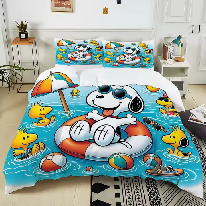 Conjunto de Cama Snoopy Funda de Edredón de Dibujos Animados Lindo Funda de Almohada - 1