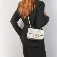 Bolso cruzado de Tweed para mujer, cadena de moda de hombro con bandolera, monedero de lujo con volantes - details 4