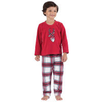 Pijamas familiares a juego, ropa de dormir clásica de Navidad a cuadros rojos de manga larga para la familia - details 5