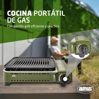 Cocina Portátil de Gas para Acampar 2X Quemadores Incluye Plancha Parrilla de Fundición de Acero Inoxidable Potencia de 2,2 Kw Muebles y Organización al Aire Libre - details 10
