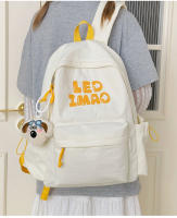 Mochila coreana simple de color sólido con alfabeto para estudiantes, mochila ligera de gran capacidad para viajes, mochila informal versátil - details 28
