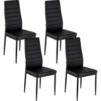 Juegos de 4 Sillas de Comedor con Respaldo Alto y Asiento Ergonómico con Costuras Decorativas, Sillas Elegantes en Piel Sintética con Estructura en Acero, 40X48X96, Beige - details 21
