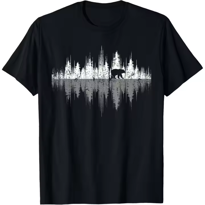 Camiseta para hombre con diseño de árboles, reflejo, vida silvestre, naturaleza, Animal, oso, bosque al aire libre - 1