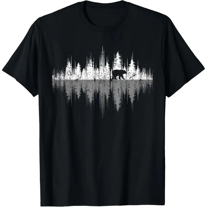 Camiseta para hombre con diseño de árboles, reflejo, vida silvestre, naturaleza, Animal, oso, bosque al aire libre - 1