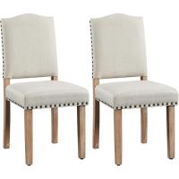 Juego de 4 sillas de comedor con respaldo alto, sillas de cocina, patas de madera maciza, diseño clásico, con botones bronceados, sillones y sillas para salón, asientos tapizados - details 18