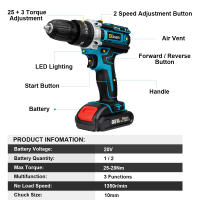 Destornillador Inalámbrico 88VF Mini Taladro Eléctrico de Impacto con Batería de Iones de Litio DC Herramientas Eléctricas - details 1