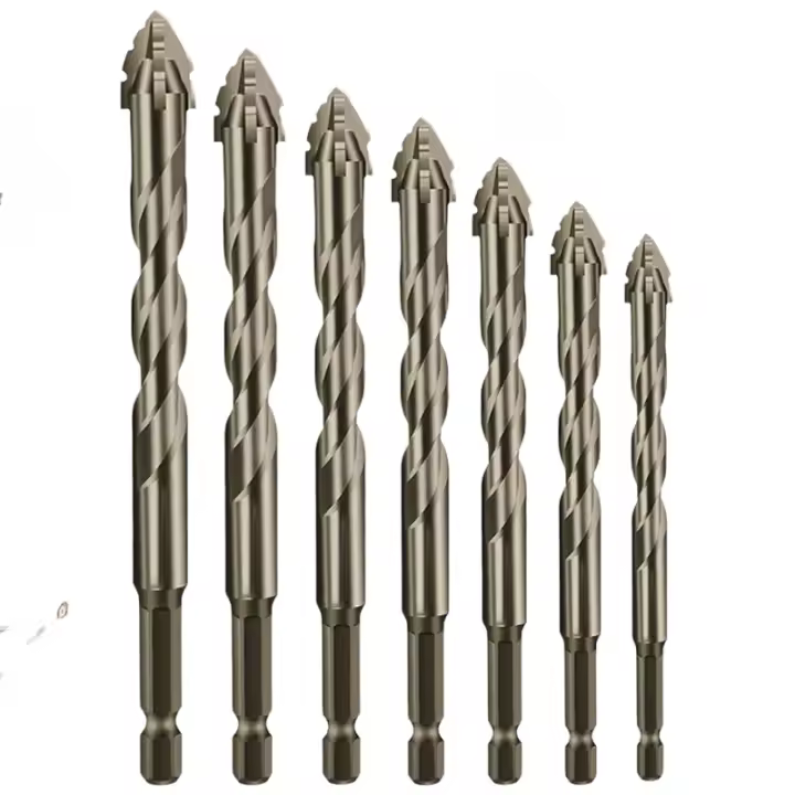 Juego de brocas escalonadas de diente de sierra de 4 flautas recubiertas de titanio de 7 piezas, 3-12mm para Metal, madera, plástico, perforación excéntrica, roscado, todo en uno - 1