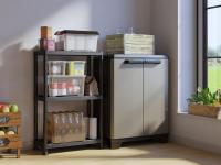 Armario Linear Escobero Almacenamiento de Resina con 2 Puertas y 3 Baldas Negro/Gris - details 19