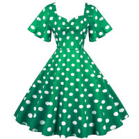 Vestido de fiesta elegante con lunares y mangas de mariposa para mujer, estilo veraniego. - details 1
