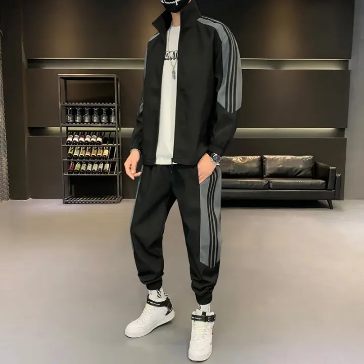 Ropa deportiva de moda para hombre, traje de Montañismo para trotar al aire libre, ropa informal suelta a rayas, primavera y otoño, nuevo - 1