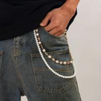 Ingemark Simple imitación perla Rhie cintura hombres Vintage cuentas de Color dorado Jeans llavero cadena Hip-hop joyería regalo - details 3