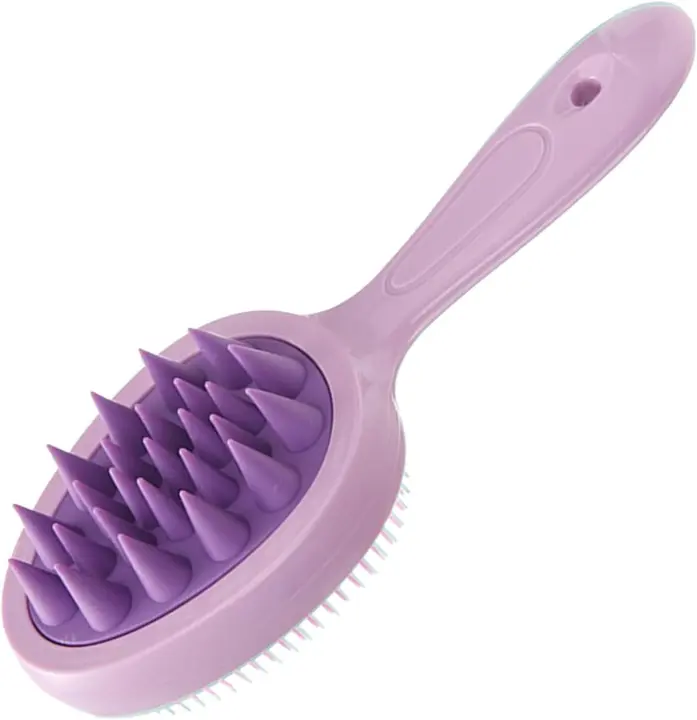 Cepillo masajeador de pelo con mango multiusos, peine masajeador portátil para el cuero cabelludo, champú, color verde - 1
