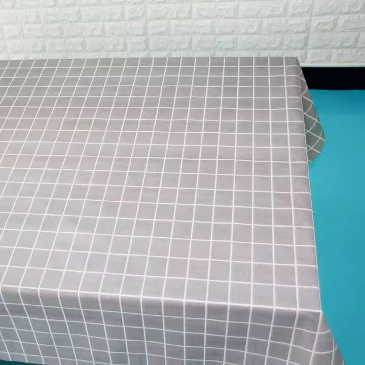 Mantel rectangular de plástico PVC con estampado de rejilla, impermeable, cocina al óleo, mesa de comedor, cubierta COLTH, cojín, onda - 1