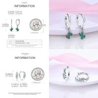 Pendientes colgantes de trébol de la suerte para mujer, plata pura, piedra Original, circón, herradura, verde de cuatro hojas, joyería de fiesta - details 16
