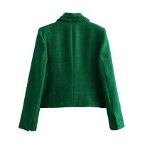 BUNO-Chaqueta de traje de Tweed para mujer, de doble botonadura Chaqueta corta, abrigo ajustado, Tops informales, Blazers de lana para mujer, ropa de calle, Otoño e Invierno - details 8