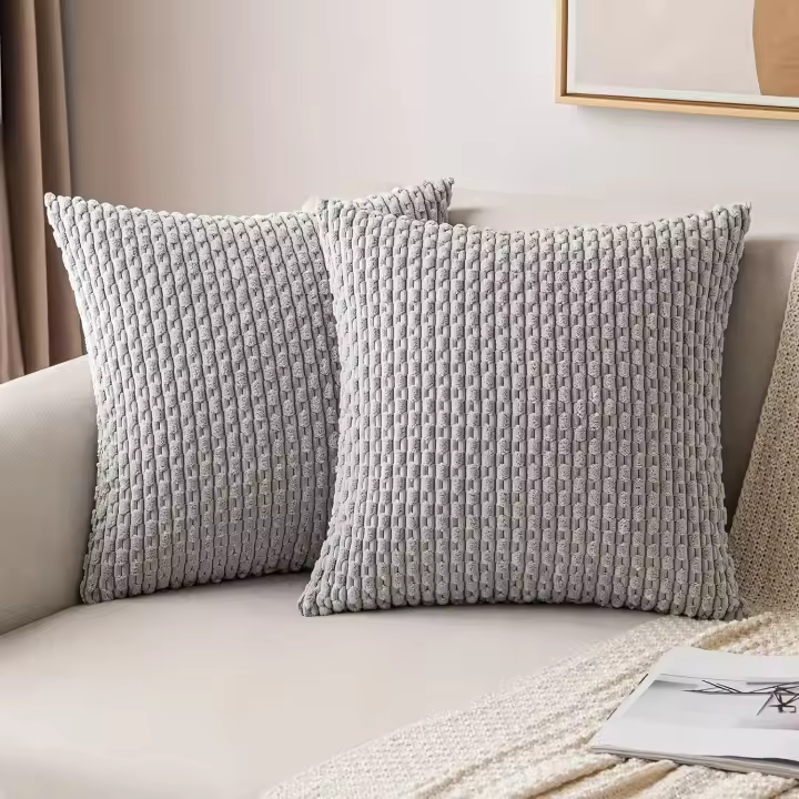 Fundas de almohada decorativas de pana, diseño suave a rayas bohemias para sala de estar, dormitorio, estilo moderno de granja, 1 Uds. - 1