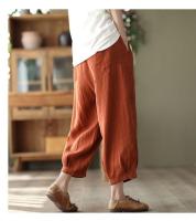 Pantalones bombachos bordados de lino y algodón para mujer, pantalones de pierna ancha con cordón de talla grande, cintura elástica, ajuste suelto informal, primavera y verano, 3xl, 2xl - details 1