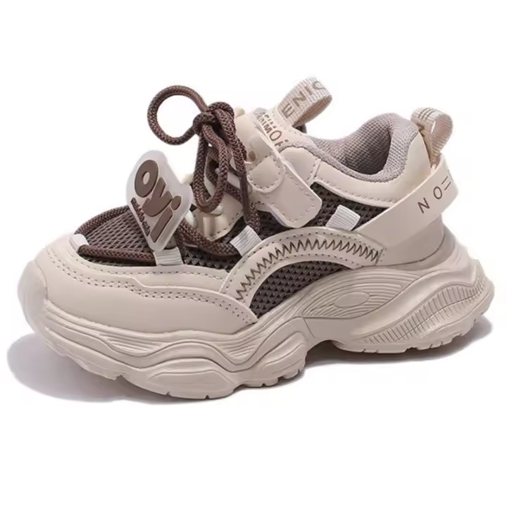Zapatillas de deporte de malla con cordones para niños, niños casuales, zapatos deportivos al aire libre, zapatos antideslizantes para correr para niñas - 1
