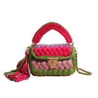 Bolso bandolera decorado con borlas color block para mujer, como regalo, bolso de hombro colorido, versátil, informal, bohemio, para uso diario, bolso cuadrado con solapa bohemio de moda - details 0