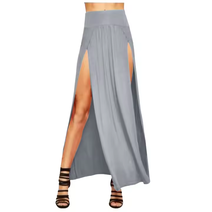 Faldas para mujer Falda larga maxi con doble abertura para mujer Falda corta de cuero básica lisa con dos lados y abertura 4 22 - 1