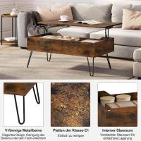 Centro Elevable, Mesa Salon con Espacio Interno, Mesa Centro Elevable y Extensible, Mesa Auxiliar con Patas Metálicas para Salón, 95x50x(40-55,5) cm, Marrón Rústico, BTS18hov - details 15
